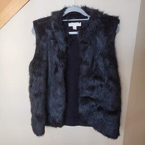like NEW Michael Kors Black Faux Fur Lined Sweater Vest Size XL